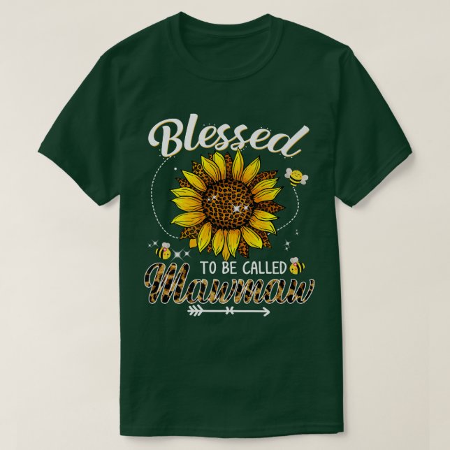 Camiseta Blessed To Be Called Mawmaw Funny Leopard Sunflowe (Frente do Design)