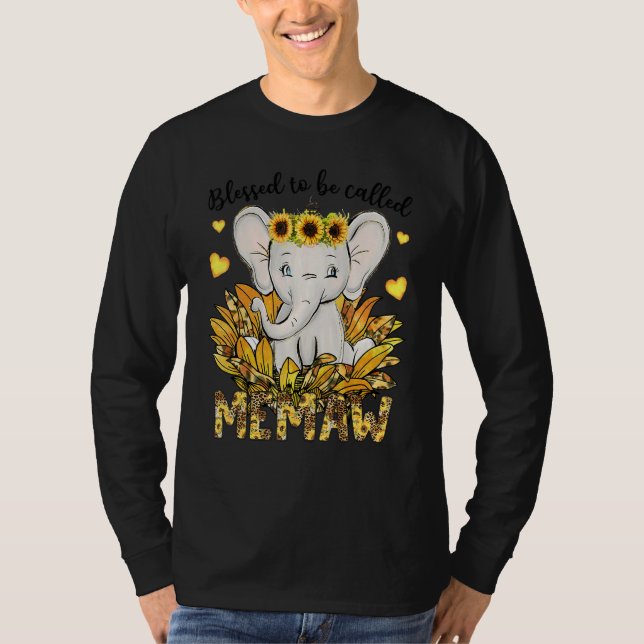 Camiseta Blessed To Be Called Memaw Sunflower Elephant Moth (Frente)
