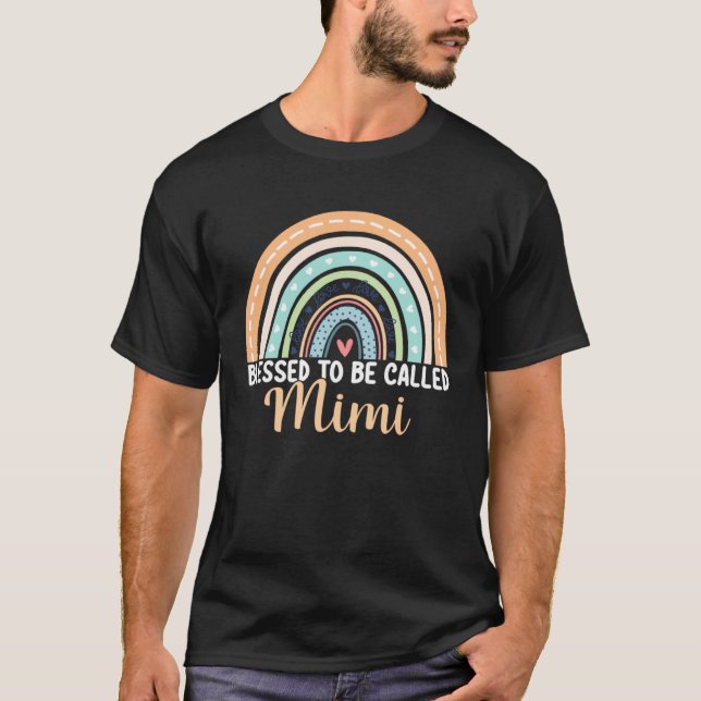Camiseta Blessed To Be Called Mimi Rainbow Mother s Day Mim (Frente)