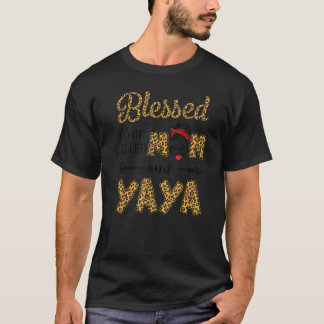 Camiseta Blessed To Be Called Mom And Yaya Leopard Mother D