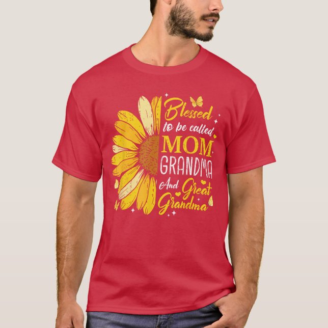 Camiseta Blessed to Be Called Mom Grandma Great Grandma Mot (Frente)