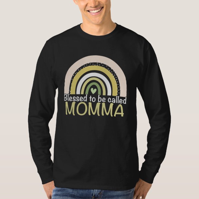Camiseta Blessed To Be Called Momma Boho Rainbow Mother s D (Frente)