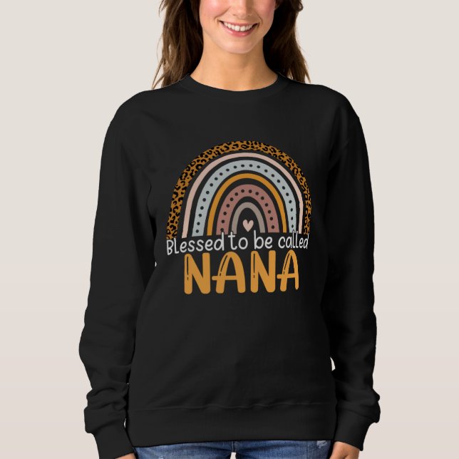 Camiseta Blessed To Be Called Nana Leopard Rainbow Best Mom (Frente)