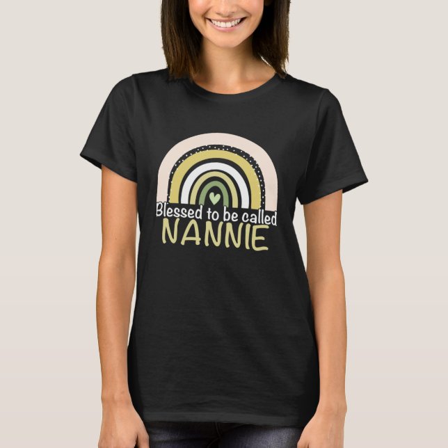 Camiseta Blessed To Be Called Nannie Boho Rainbow Mother s  (Frente)
