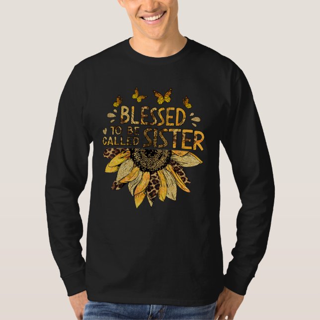 Camiseta Blessed To Be Called Sister Sunflower Leopard (Frente)