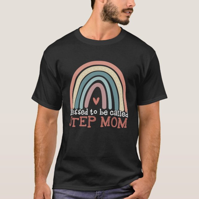 Camiseta Blessed To Be Called Step Mom Boho Rainbow Best St (Frente)