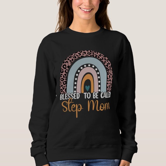 Camiseta Blessed To Be Called Step Mom Leopard Rainbow Mom  (Frente)