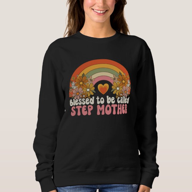 Camiseta Blessed To Be Called Stepmother Rainbow Groovy Boh (Frente)