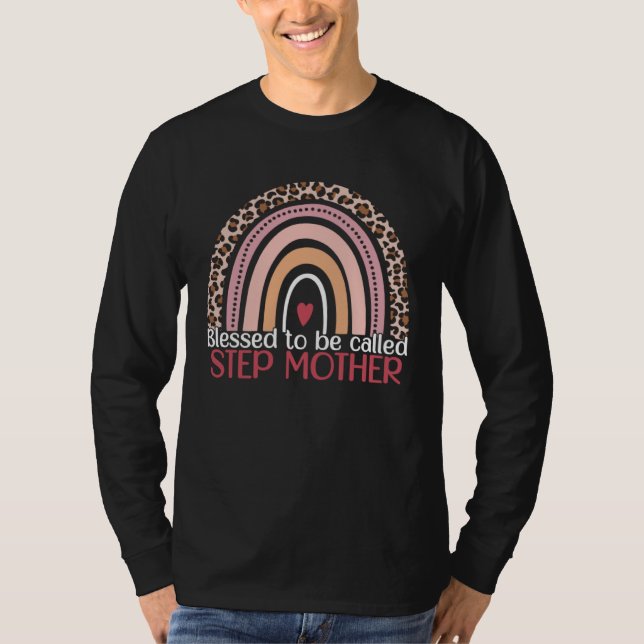 Camiseta Blessed To Be Called Stepmother Rainbow Leopard Mo (Frente)