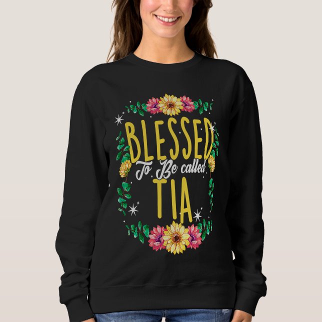 Camiseta Blessed To Be Called Tia Flowers Grandma Mothers D (Frente)