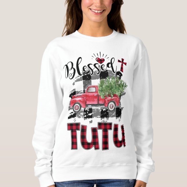Camiseta Blessed Tutu Red plaid Christmas (Frente)