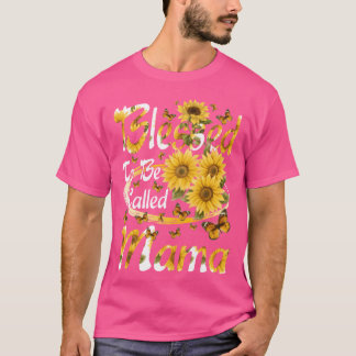 Camiseta Blessedo É Chamada Mamãe Sunflower Dia de as mães 