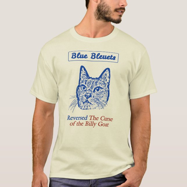 Camiseta Bleuets azul inverteu a praga da cabra de Billy (Frente)