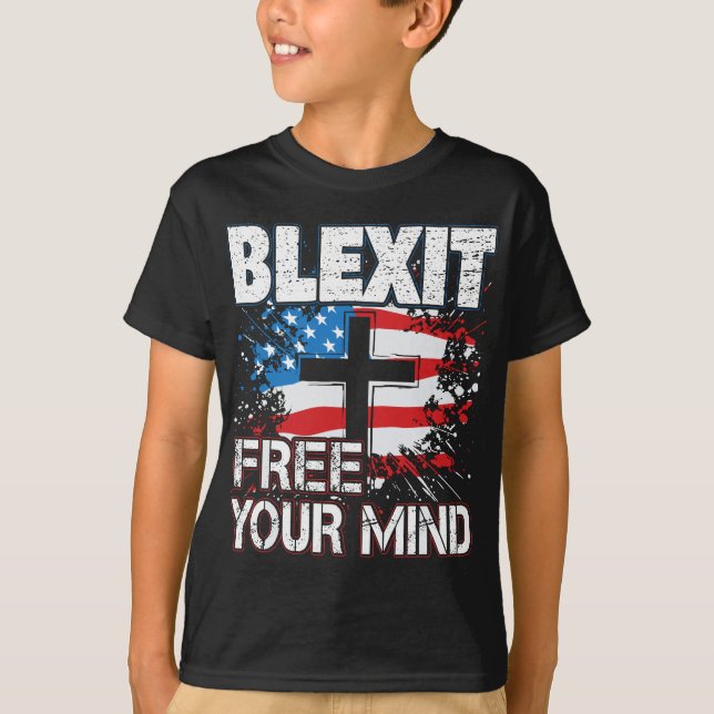 Camiseta Blexit Free Your Miney American Flag and Cross (Frente)