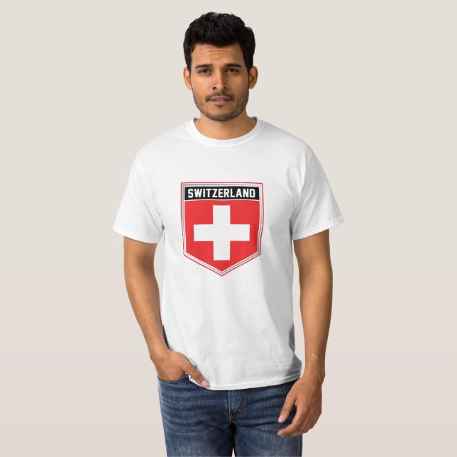 Camiseta Blindagem do sinalizador de suiça (Frente Completa)