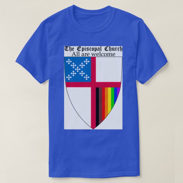 Camiseta Blindagem Episcopal da Igreja com 8 Cores Rainbow (Frente do Design)