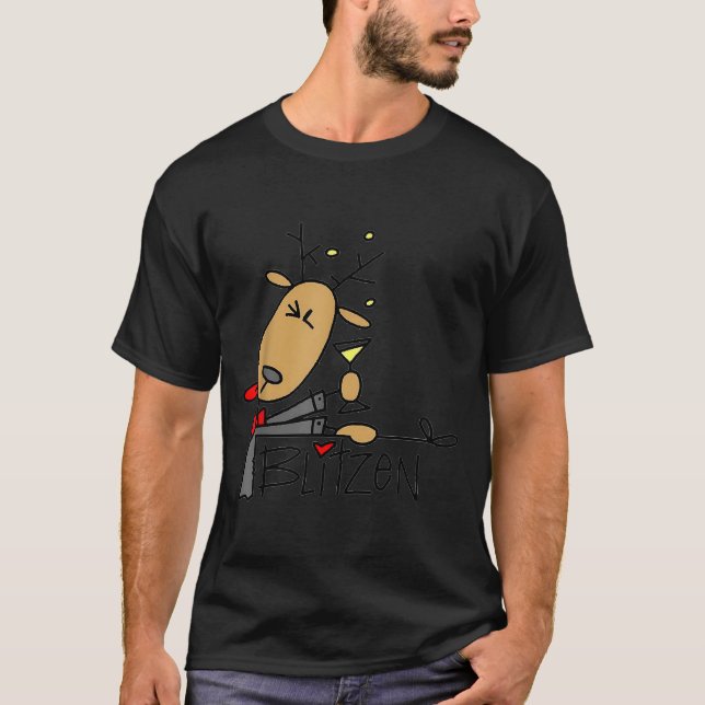 Camiseta Blitzen Christmas Funny Reindeer  (Frente)