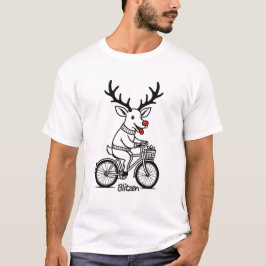 Camiseta Blitzen O Renas Andando de Bicicleta 