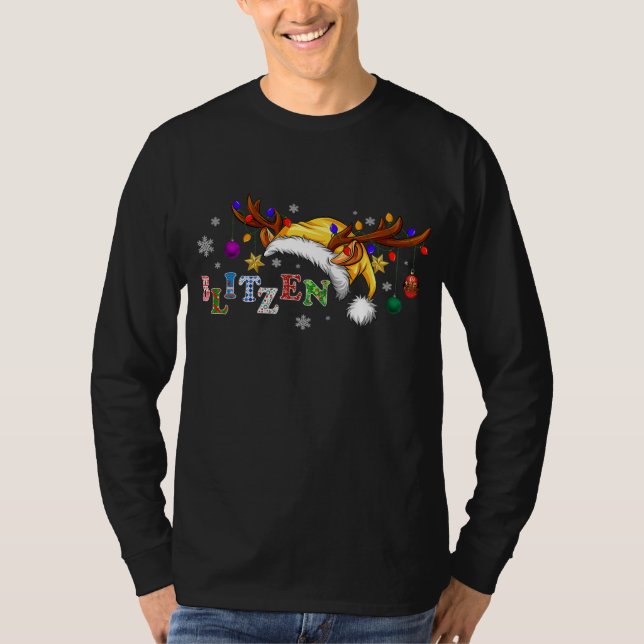 Camiseta Blitzen Theme Xmas Gaminghouse renas Natal (Frente)