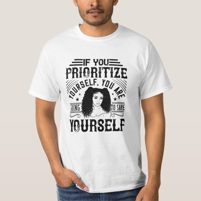 Camiseta BLM - Priorize-se para se salvar (Frente)