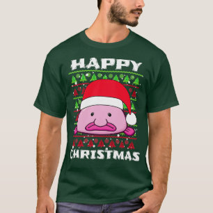 Camiseta Blob Fish Feliz Natal Festivo Santa Hat B