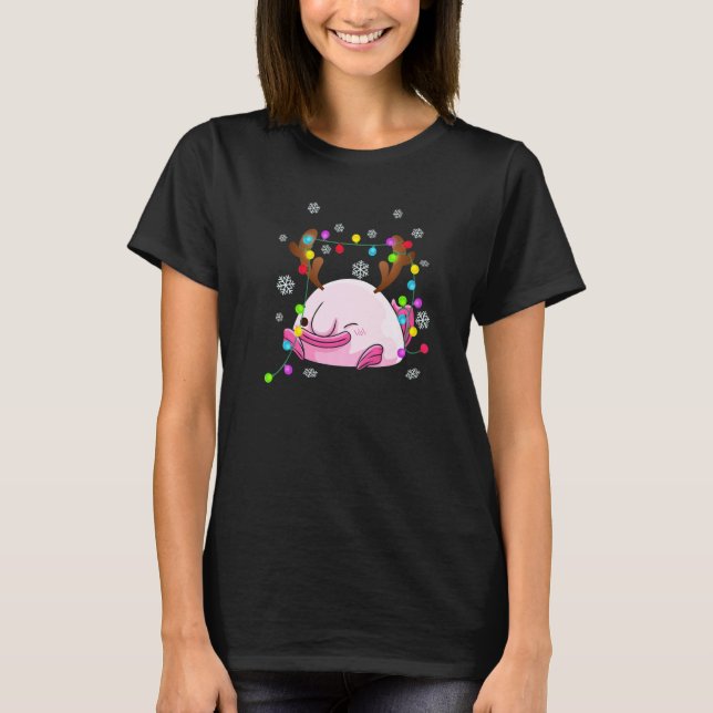 Camiseta Blobfish com Reindeer de Natal Antlers Blob fofo (Frente)
