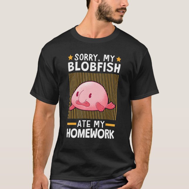 Camiseta Blobfish Comeu Meu Trabalho De Casa (Frente)