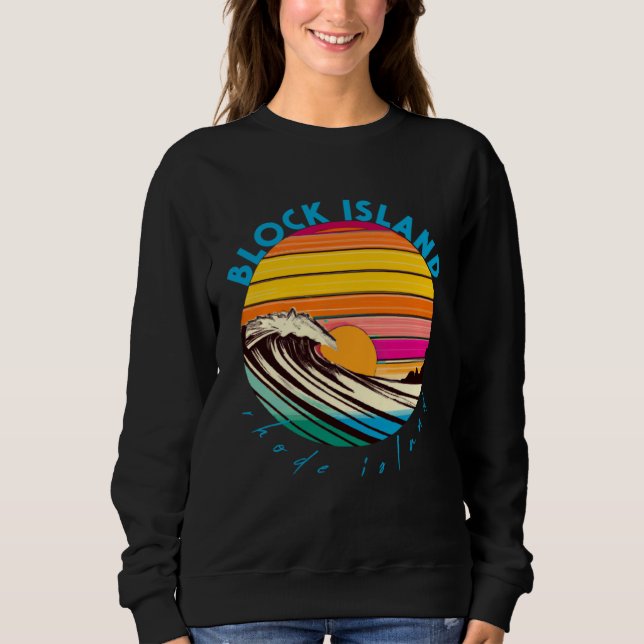 Camiseta Block Island Retro 1980s Style Rhode Island Beach (Frente)