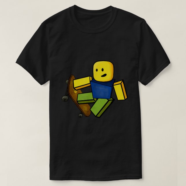 Camiseta Blocky Skater Meme Noob Gaming Art (Frente do Design)