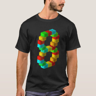 Camiseta Bloco Bonito Edifício 8º Aniversário Presente 8 An