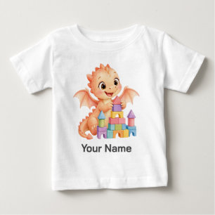 Camiseta Bloco de Castelo de Dragão de Bebê Personalizado p
