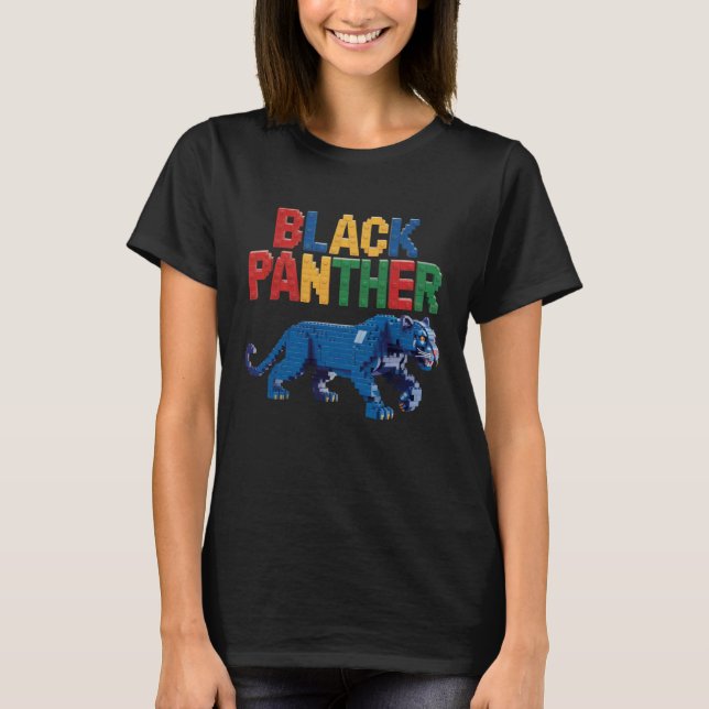 Camiseta Bloco de Construção do Pantera Negra Tijolo Constr (Frente)
