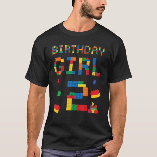Camiseta Bloco de Construção Rapariga de Aniversário Transf (Frente)