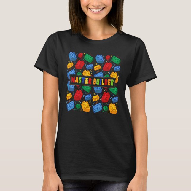 Camiseta Bloco de Construtor Mestre Construção de Blocos Cr (Frente)