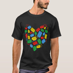 Camiseta Bloco de Construtor Mestre Tijolo Construção Coraç