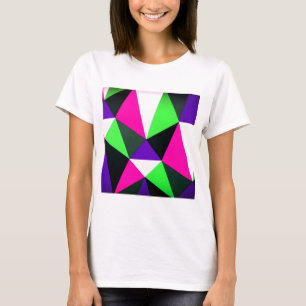 Camiseta Bloco de cor Negrito Púrpura Rosa Neon Verde dos
