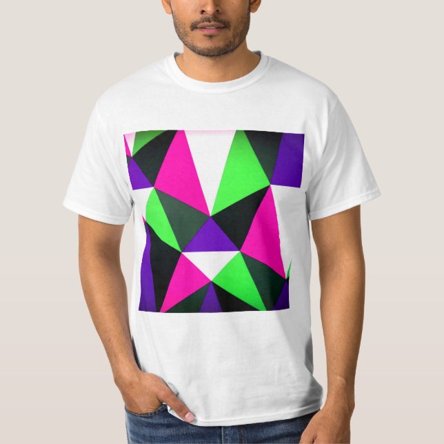 Camiseta Bloco de cor Negrito Púrpura Rosa Neon Verde dos a (Frente)