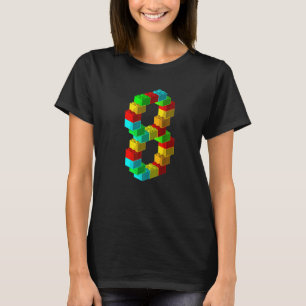 Camiseta Bloco de Foguete 8º Aniversário de 8 Anos Meninos
