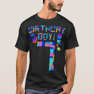 Camiseta Bloco Edifício De 7 Bonito De Aniversário Com 7 An