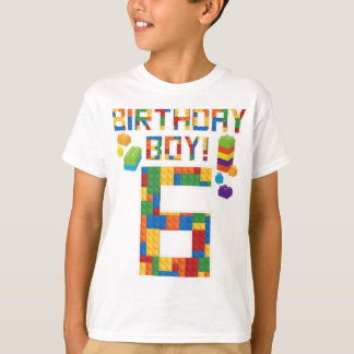 Camiseta Bloco Edifício De Blocos De 6 Bonito De Aniversári