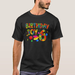 Camiseta Bloco Edifício De Blocos De 6 Bonito De Aniversári