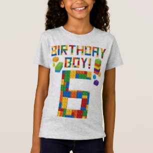 Camiseta Bloco Edifício De Blocos De 6 Bonito De Aniversári