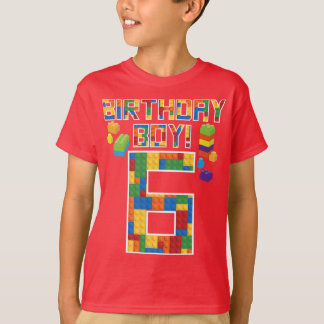 Camiseta Bloco Edifício De Blocos De 6 Bonito De Aniversári