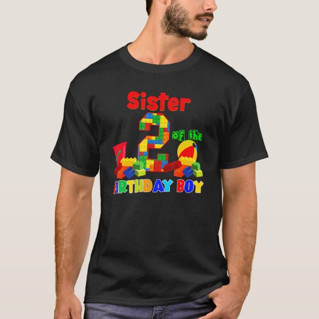 Camiseta Bloco Edifício Irmã Do Aniversário De 2 Anos B (Frente)