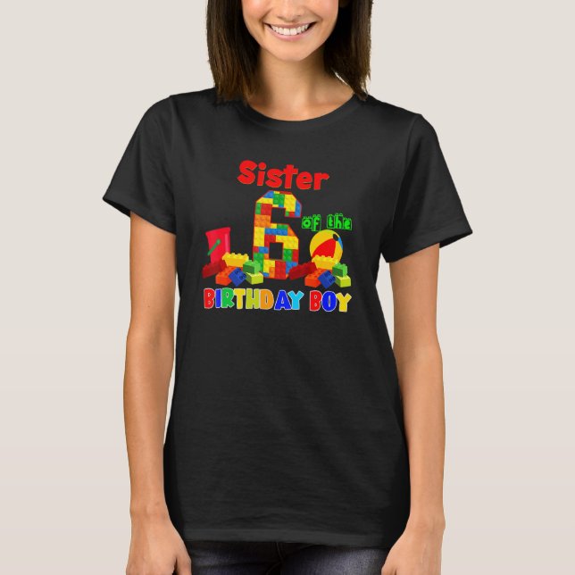 Camiseta Bloco Edifício Irmã Do Aniversário De 6 Anos B (Frente)
