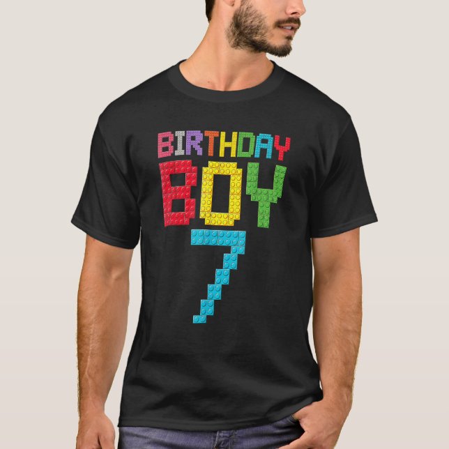 Camiseta bloco mestre construtor de 7 7 anos (Frente)