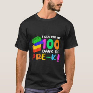 Camiseta Blocos Coloridos Que Empilhei 100 Dias De Pré-K