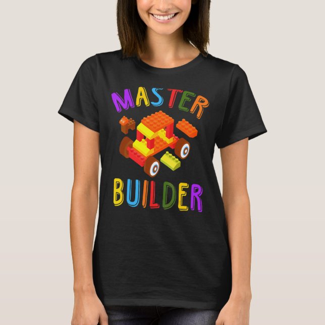 Camiseta Blocos de Brick Builder do Cute Builder (Frente)