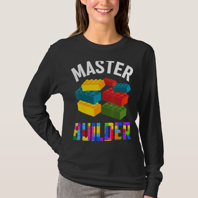 Camiseta Blocos de Brick Builder do Cute Builder (Frente)