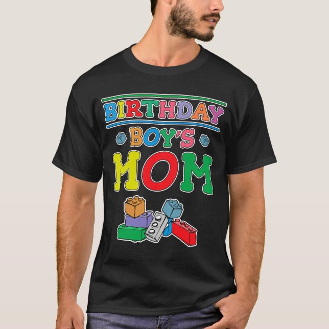 Camiseta Blocos de Construção da Mãe do Aniversário 7 (Frente)